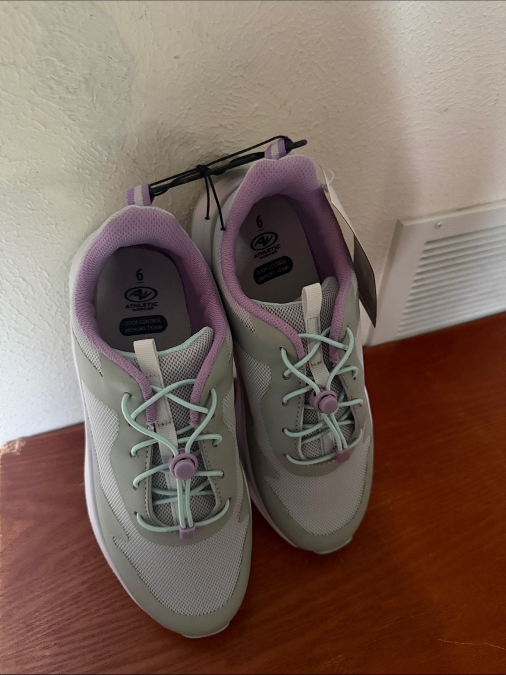 Athletic Works Women's Gray, Lavender & Mint Slip-On Walking Sneakers